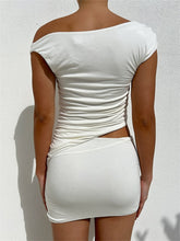 Y2K Short Sleeve V-neck Ruched T-shirts Tops Summer Streetwear Women Solid Slim Irregular Hem Tees Shirts Club